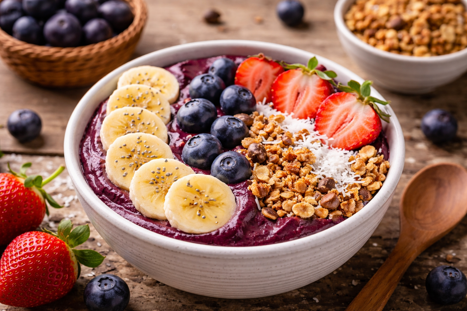 Açaí bowl con usos gastronómicos